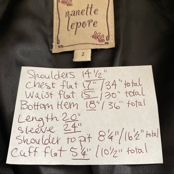 NANETTE LEPORE 3 button lined puff sleeve suit blazer black 2 - Picture 5 of 8